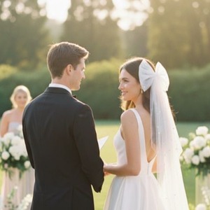 <span class=keywords><strong>Voile</strong></span> de mariée PESENAR avec nœud et perles, coiffe de mariage en tulle blanc - Product Image 4