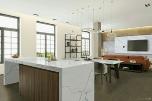 Usine En Gros Quartz Pierre Surface Ingénierie Calacatta Quartz Pierre pour Comptoirs Salle De Bains Vanity Top - Product Image 6