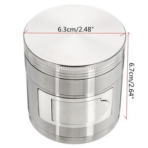 4 Lyaers 63mm Venta al por mayor Nueva llegada Flat Metal Side Opening Smoking Grinder Zinc Metal Logotipo personalizado Grinder <span class=keywords><strong>Tabaco</strong></span> - Product Image 4