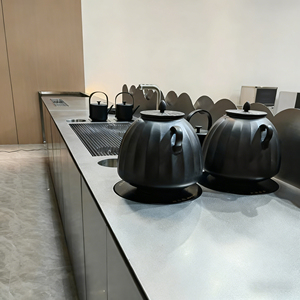 Comptoir de bar à café en acier inoxydable 304, poste de travail commercial avec évier et rangement pour équipement de café - Product Image 6