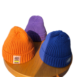 Gorros térmicos de punto de Color liso para mujer, 100% acrílico, alta elasticidad, enrollado, personalizado, moda - Product Image 1