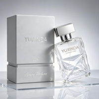 Flacon de parfum carré en verre vide de 50 ml de bonne qualité, flacon de parfum en verre personnalisé avec étiquette, flacon de parfum avec boîte