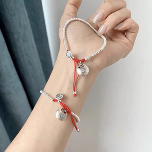 เงินแท้ 999 สร้อยข้อมือถุงนำโชคแห่งความสงบสุขและความสุข งานแฮนด์เมด เครื่องประดับทอมือ สวมใส่ได้ทุกวัน สไตล์จีน - Product Image 1