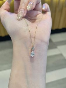 Collier Xinfly en or jaune 18 carats avec diamant de laboratoire en forme de goutte d'eau de 1,5 carat, Au750, forme poire, bijoux fins, chaîne à maillons, cadeaux de mariage et de fiançailles - Product Image 2