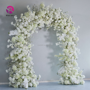 Arche de fleurs de mariage, toile de fond pour photos de mariage, cercle de 8 pieds, arrangement de fleurs blanches en rose et en gypsophile, chemin de table, fleurs décoratives de mariage - Product Image 2
