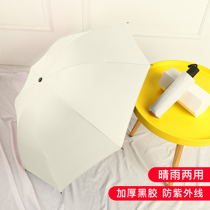 8-ribbed manual enlarged black vinyl umbrella - Moon White