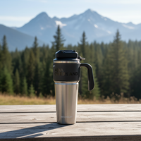 Mug à café en acier inoxydable 316, haute esthétique, avec poignée isolée, tasse portable pour le camping en plein air
