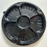 Plateau de service rond en plastique PET jetable avec couvercle transparent, récipient alimentaire à 5 compartiments pour l'emballage de fruits et de salades