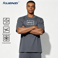 T-shirt Oversize Homme Kuenzi 100S en Modal, Lyocell, Lin, Soie de Mûrier, Coton Anti-Plis et Anti-Boulochage, Sensation de Fraîcheur