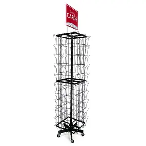 Greeting Card Display Stand with 96 Pockets for retail store/christmas card display stand with wheels