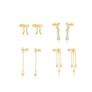 Pendientes de Plata 925 con Diseño de Estrella Brillante y Borlas de Moda CANNER - Product Image 1