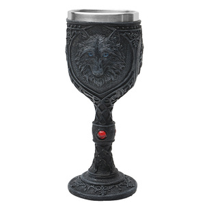 Copa de resina Medieval personalizada MAA32 3D cabeza de Lobo negro taza de resina películas SERIE DE TV mismo estilo <span class=keywords><strong>whisky</strong></span> copa de vino - Product Image 6