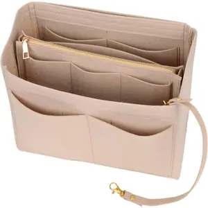 Inserção de bolsa de feltro personalizada para viagens, organizador de bolsas cosméticas com vários bolsos