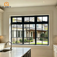 Fenêtres modernes en aluminium noir à double vitrage trempé résistant aux ouragans, fenêtres françaises sur mesure pour les maisons aux États-Unis, au Royaume-Uni et en Europe