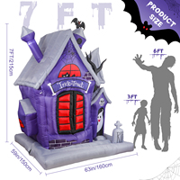 Ourwarm Grande Maison Fantôme Gonflable 8FT pour Halloween, Décorations Extérieures pour Fêtes d'Halloween, Costumes d'Halloween