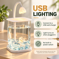 Aquarium Lampe Rose avec coins arrondis et panneaux de visualisation clairs, mini aquarium de table