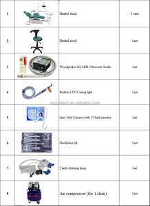 Set completo poltrona odontoiatrica economica con sgabello dentista <span class=keywords><strong>Scaler</strong></span> Curing manipolo leggero compressore d'aria fotocamera custodia in legno Ce E3 - Product Image 5