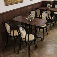 Ensemble table et chaises de café rétro antique avec table et chaises en bois massif pour pâtisserie, restaurants commerciaux, mobilier de restaurant