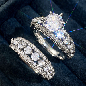 Anello di fidanzamento con diamanti in oro bianco per donna, diamante naturale con taglio rotondo brillante, colore D DJ027 - Product Image 2