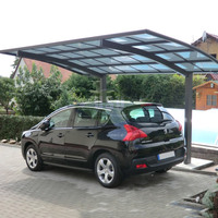 Abri double pour voiture en aluminium / Garage avec toiture en polycarbonate