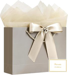 Custom logo Gift <strong>Bag</strong> with Ribbon and Handle - Portable <strong>Paper</strong> Birthday Gift for Weddings <strong>Parties</strong> Mothers' Day <strong>Paper</strong> Shopping <strong>Bag</strong> - Product Image 1