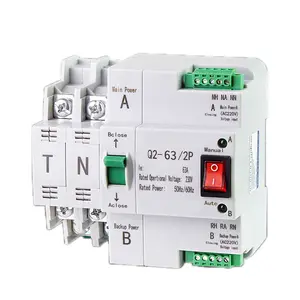 Automatic Transfer Switch for Generator 2020 New Style Mini Size 2p ATS Q2-63/2P 50/60hz Plastic CN;ZHE HOLSO 230V 63A ≤2s CB