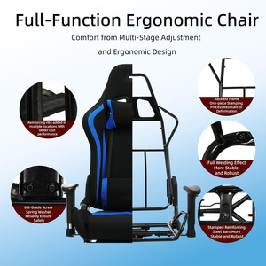 Chaise de jeu inclinable avec barre lumineuse LED RGB au design moderne, en cuir PU, échantillon gratuit pour les joueurs, vente en gros en usine bleue - Product Image 3