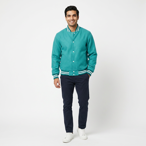 Veste universitaire d'hiver, solide, coupe-vent, mode, OEM, fermeture éclair, légère, homme, couleur personnalisée, veste universitaire en duvet - Product Image 1