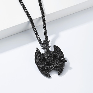 Collar de Moda Retro con Colgante de Bodego Demoníaco, Cadena de Acero Inoxidable, Estilo Baphomet, Joyería Punk Oscura y Moderna para Hombre MGXL642 - Product Image 5