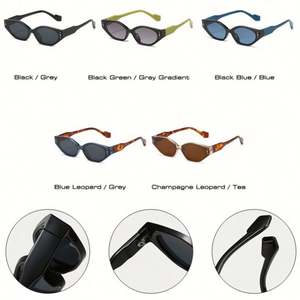 Gafas de Sol Retro de Moda al por Mayor, con Remaches de Doble Color, Estilo Ojo de Gato Pequeño y Forma Poligonal para Mujer - Product Image 6