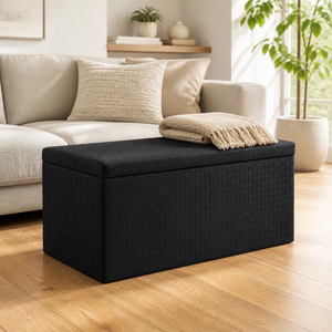 Panca Contenitore Pieghevole Moderna in Similpelle Intrecciata, Grande Capacità, per Ingresso Villa, Scuola, Camera da Letto, Soggiorno, Contenitore per Giocattoli - Product Image 5