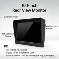 Monitor AHD de 10.1 Pulgadas 1080P con Visión Nocturna, Radar de Imagen de Reversa para Cosechadoras, Camiones Agrícolas, Sistema de Seguridad para Flotas