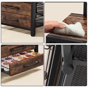 Support de rangement pour dosettes de café en bois avec tiroir et porte-tasses pour machine à café de bureau, grande capacité, design en bois de fer - Product Image 3