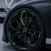Rines Monobloque Forjados en Negro Brillante con Detalles en Verde, Ruedas de Aluminio para Lamborghini Supercar