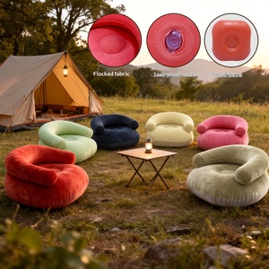 Wholesale Customized <b>Inflatable</b> PVC <b>Sofa</b> with Armrests U-shaped Flocked Plush Bean Bag Casual Outdoor Lazy <b>Sofa</b> for Camping - Product Image 4