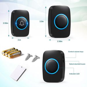 Sonnette sans fil auto-alimentée et étanche, 1 bouton, 1 récepteur, sonnette de porte, carillon, sans batterie, prise électrique EU, UK, US, maison intelligente - Product Image 4