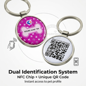 Etiquetas RFID Programables con Código <span class=keywords><strong>QR</strong></span>, Redondas, 13.56Mhz, para Rastreo de Mascotas, Collar NFC para Perros, Etiquetas de Identificación RFID de Epoxi/Metal, Empaque Personalizable - Product Image 2