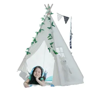 High Quality Custom Wholesale Castle Tent For Girls Fairy Play Easy Foldable Children Natural Cotton Canvas Toddler Tent