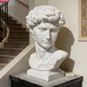 Busto di David in Marmo Bianco Intagliato a Mano YOUFINE, Scultura in Stile Michelangelo, Ritratto Maschile Classico per Musei e Gallerie - Product Image 3