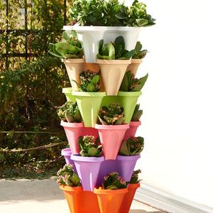 <span class=keywords><strong>Jardinière</strong></span> verticale Jardinières de jardin empilables <span class=keywords><strong>Jardinière</strong></span> de fleurs et de légumes d'herbes de fraises avec roues et outils amovibles - Product Image 6