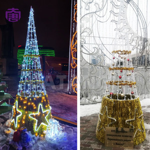 Christmas Tree with Built In LED <b>Lights</b> Pre Lit Artificial Tree for Indoor Holiday Home Decoration - Product Image 5