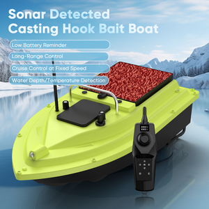 Bateau à appât de pêche GPS 2,4 GHz avec portée de télécommande de 500 m, double moteur, sonar, détection de profondeur et de température, et retour automatique de positionnement - Product Image 5