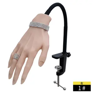 2021 Nieuwe Ontwerp Manicure Silicone Praktijk Hand Model Met Gewrichten Buigbare Bijpassende Nail Stuk Praktijk Siliconen Prothetische