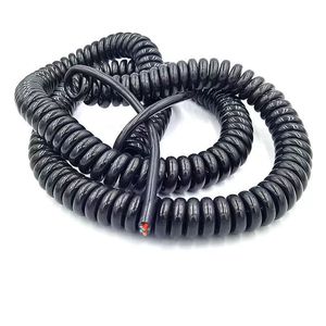 Cable Espiral Telescópico de Alta Elasticidad, Personalizado, con Conductor de Cobre, 2/3/4/5/6 Núcleos, TPU Negro Brillante - Product Image 1