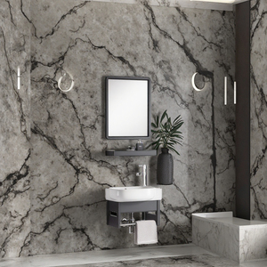 Design moderno mobile da bagno a parete con specchio lavabo e piccolo portasciugamani Set unità Lounge - Product Image 2