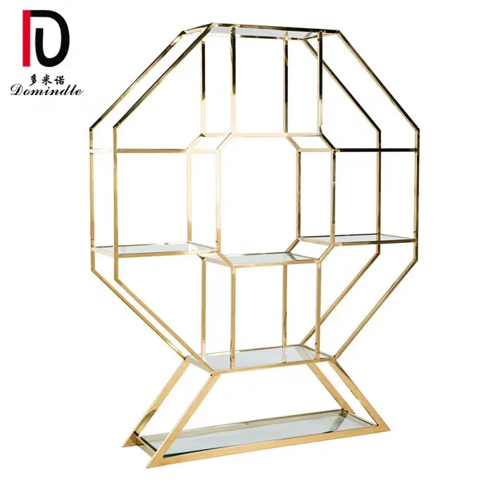 Customized Oval shape Tempered Glass Wine Cabinet with Stainless Steel Wedding decoration wine rack