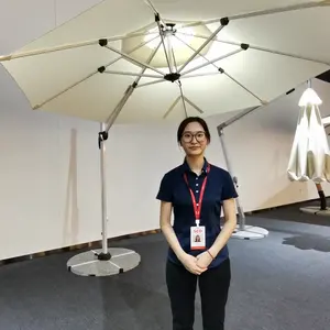 Square or Round Style Outdoor Side Pole <strong>Patio</strong> Cantilevet <strong>Umbrella</strong> With Marble Base - Product Image 1