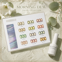 BelloGel Morning Dew French – Collection Magnétique de Vernis Gel Effet Œil de Chat Lumineux, 12 Couleurs, Bouteille de 10ml