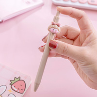Stylo bille en plastique rose mignon kawaii avec encre gel noire 0,5 mm pour le bureau et l'école