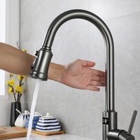 Robinet de cuisine extractible à écran tactile numérique, eau froide et chaude, en acier inoxydable 304, robinet de cuisine intelligent à induction